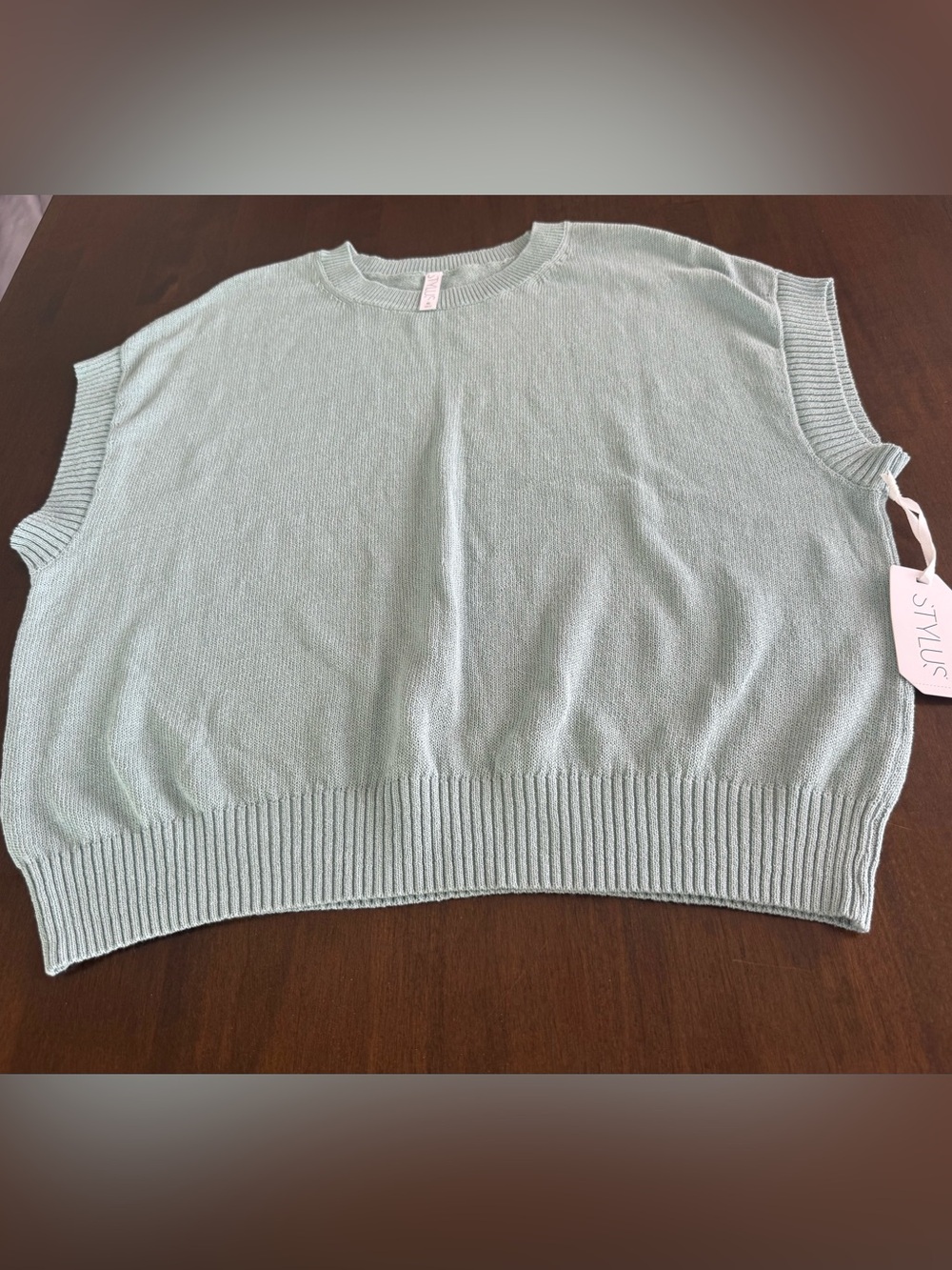 STYLUS Mint Green Crew Neck Sweater Vest